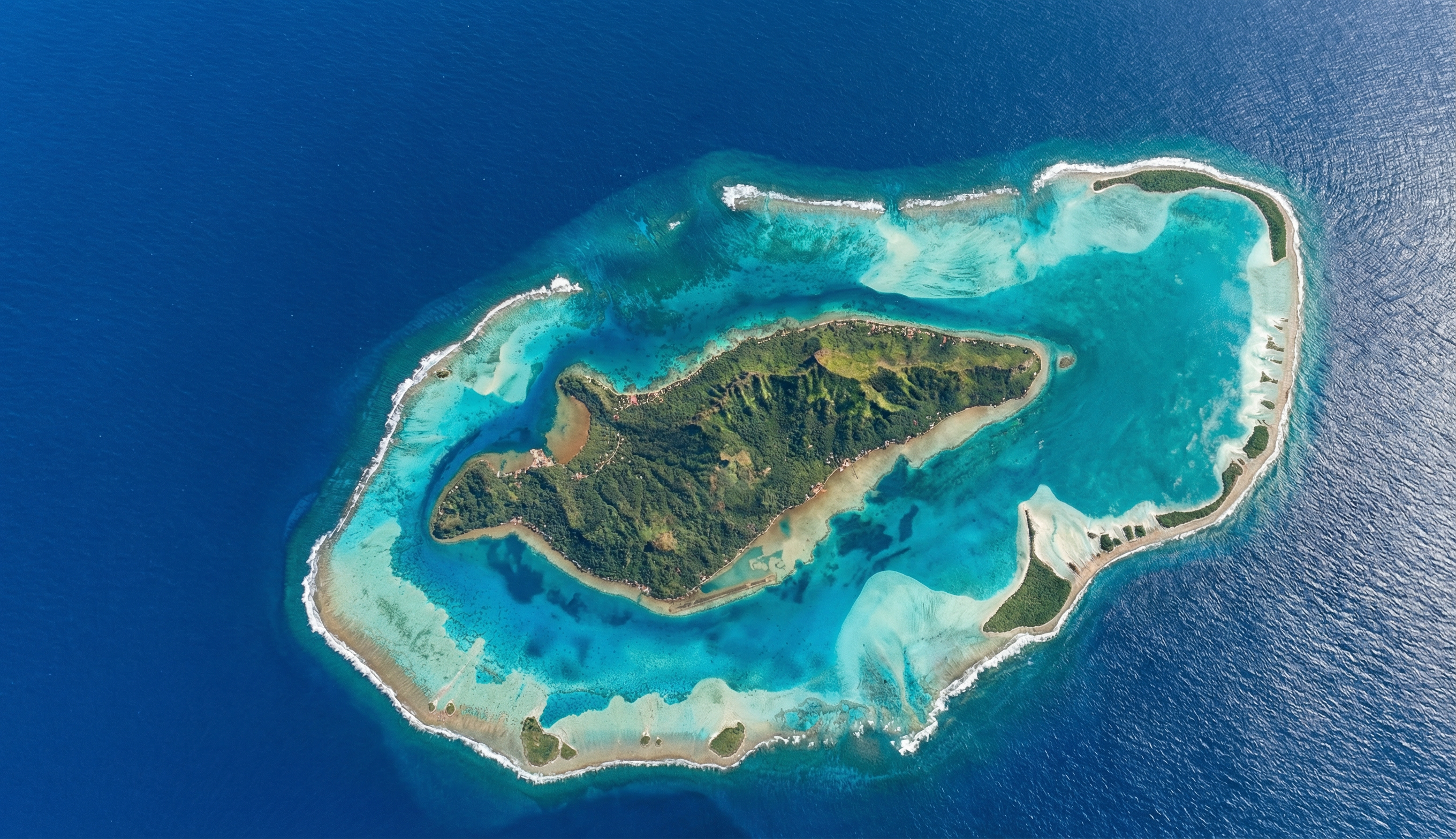 Vue aérienne de Raivavae, Polynésie française