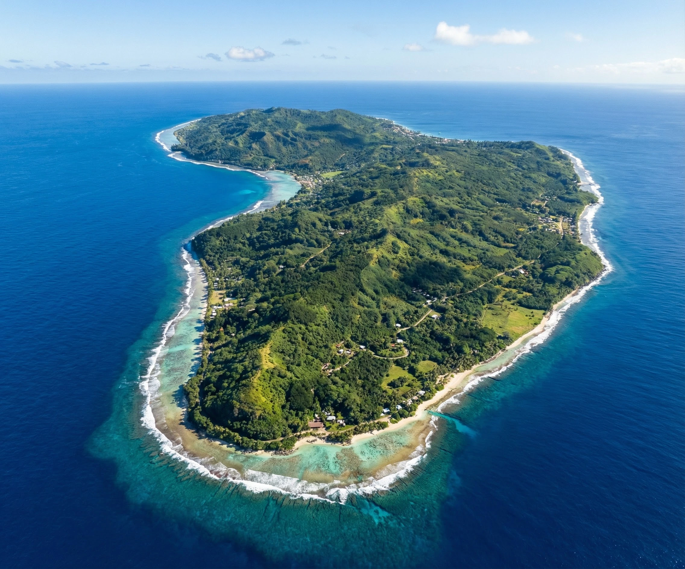 Vue aérienne de Rurutu, Polynésie française