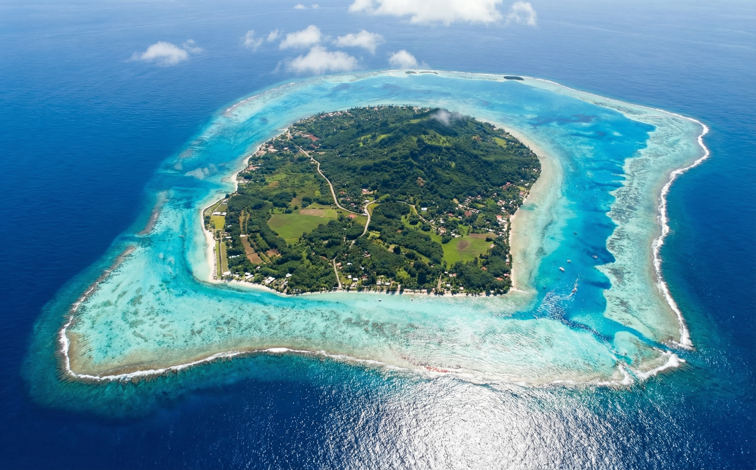 Vue aérienne de Tubuai, Polynésie française